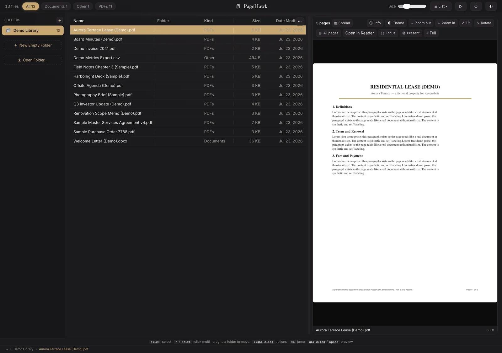 PageHawk, real interface