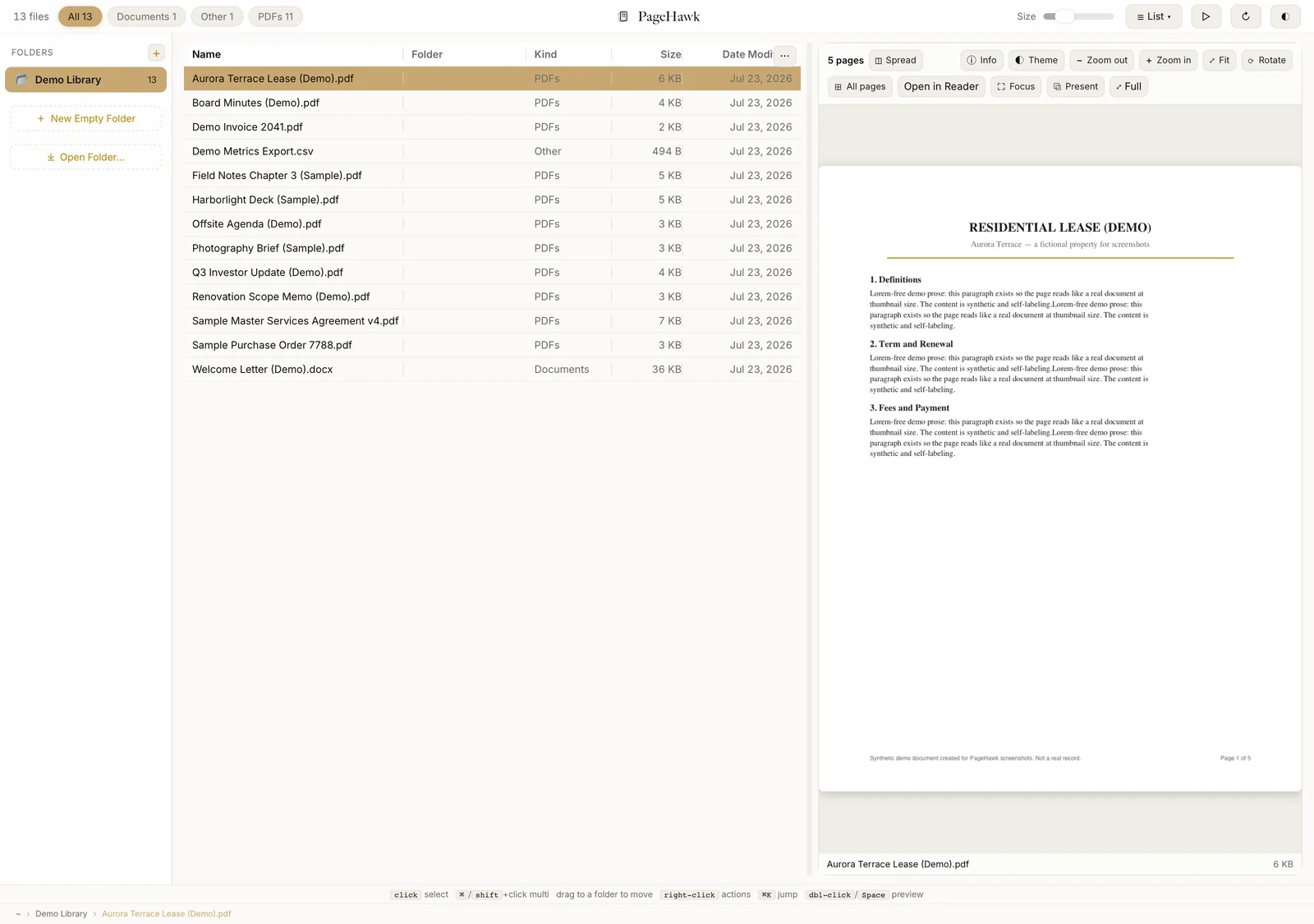 PageHawk, real interface
